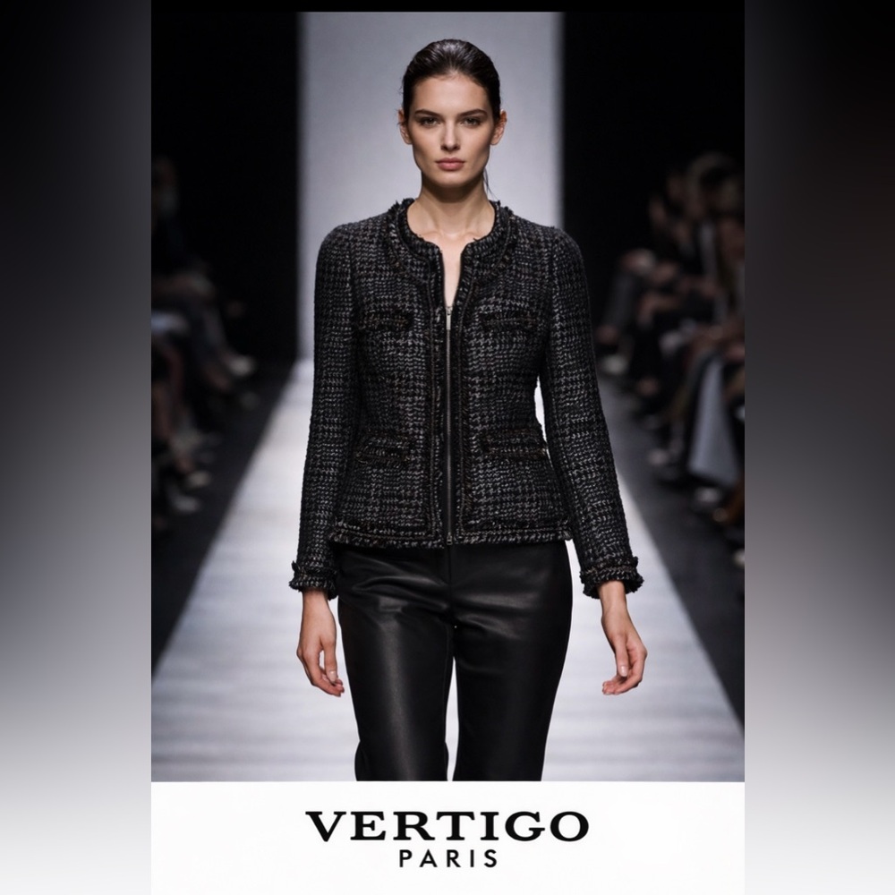 Vertigo Paris Black and White Textured Blazer